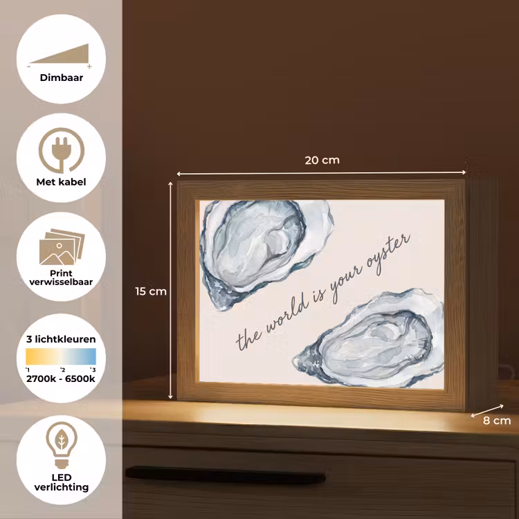 Lightbox - Wandlamp - Zeeleven - Oester - Aquarel - Minimalistisch - Blauw — 9