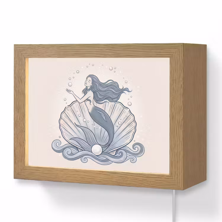 Lightbox - Wandlamp - Zeemeermin - Schelp - Zee - Fantasie - Blauw — 1