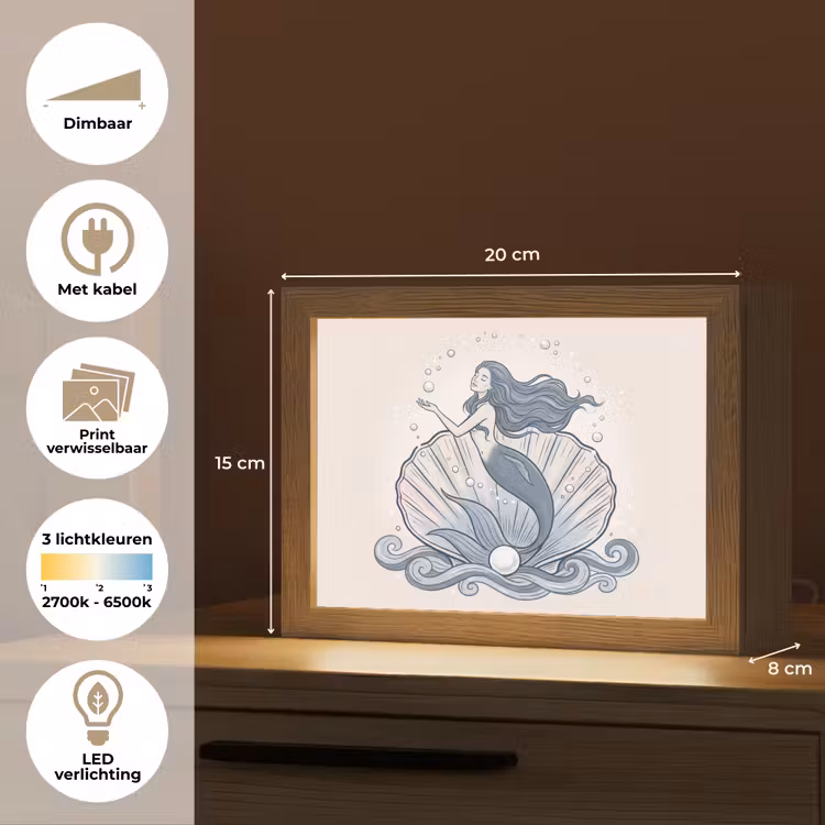 Lightbox - Wandlamp - Zeemeermin - Schelp - Zee - Fantasie - Blauw — 9