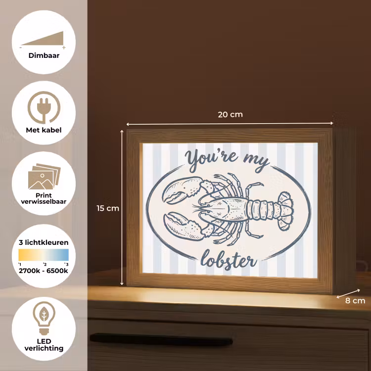 Lightbox - Wandlamp - Kreeft - Illustratie - Liefde - Blauw - Decoratie — 9
