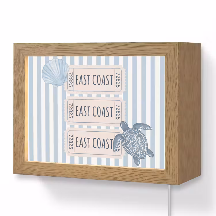 Lightbox - Wandlamp - Schelp - Oceaan - Kust - Blauw - Illustratie — 1