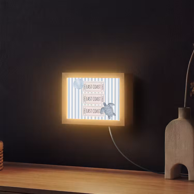 Lightbox - Wandlamp - Schelp - Oceaan - Kust - Blauw - Illustratie — 2