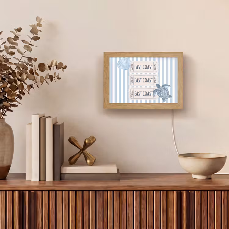 Lightbox - Wandlamp - Schelp - Oceaan - Kust - Blauw - Illustratie — 4