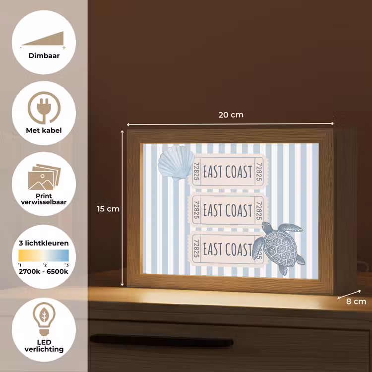 Lightbox - Wandlamp - Schelp - Oceaan - Kust - Blauw - Illustratie — 9
