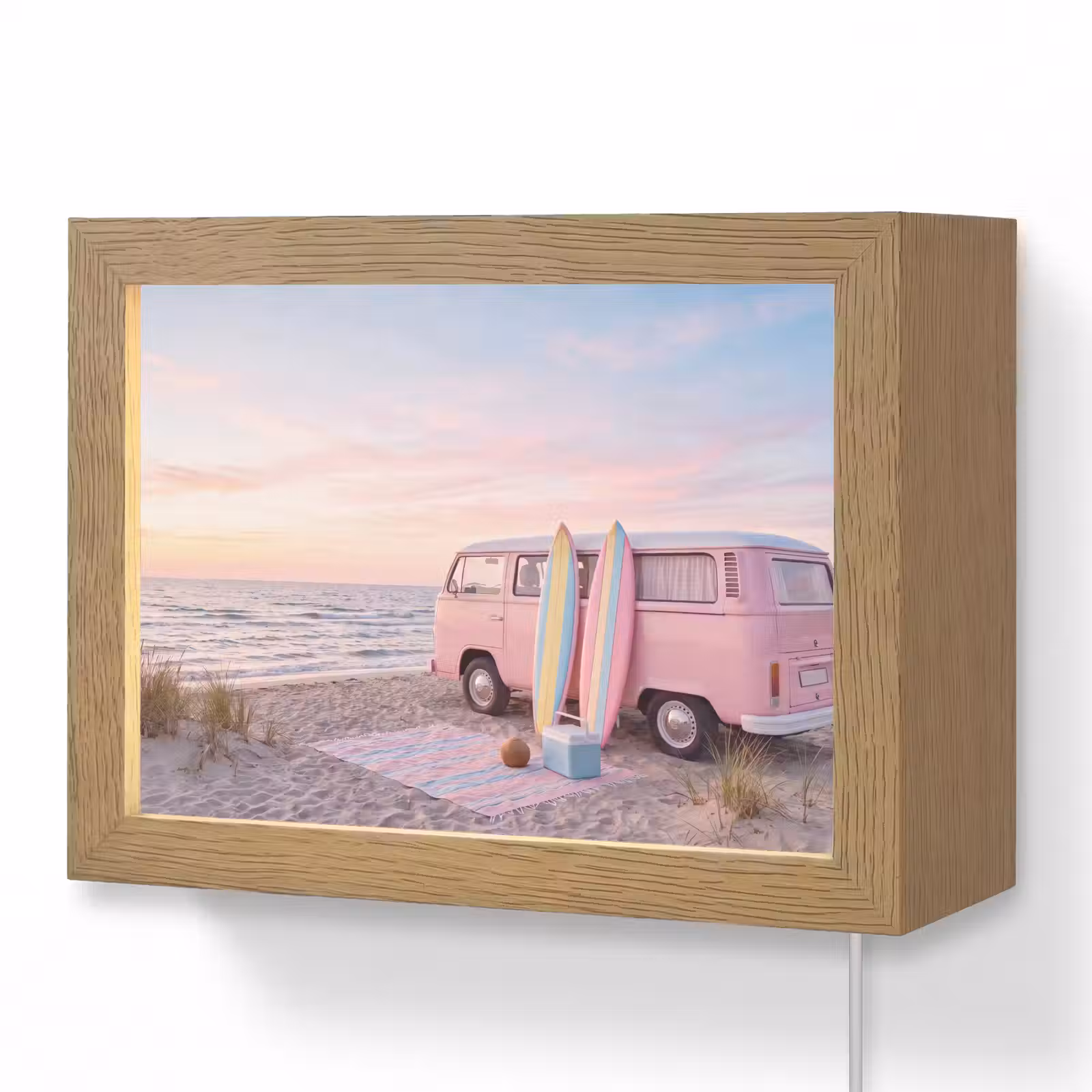 Lightbox - Wandlamp - Busje - Strand - Surfplank - Zomer - Roze — 1