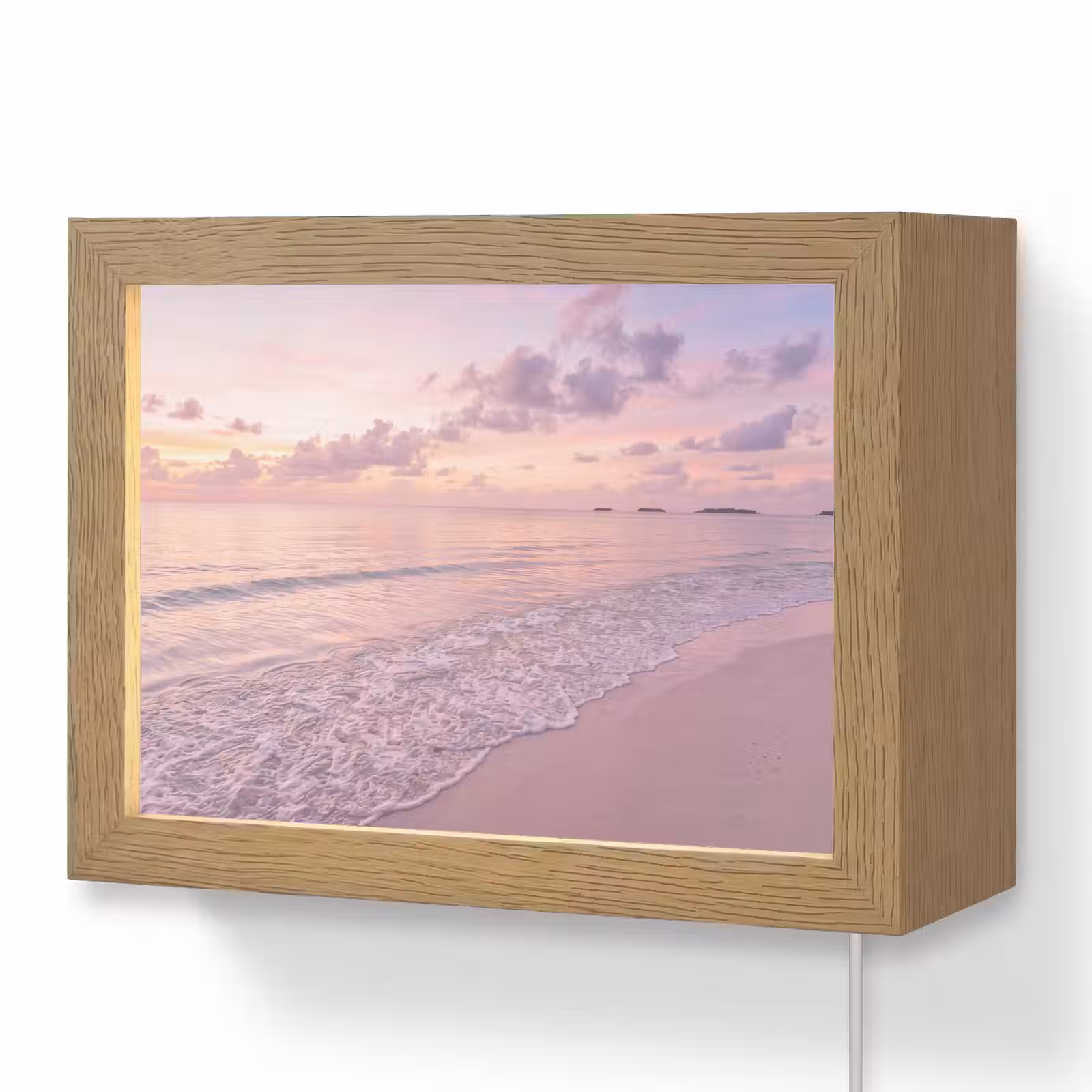 Lightbox - Wandlamp - Strand - Zonsondergang - Natuur - Minimalistisch - Roze — 1