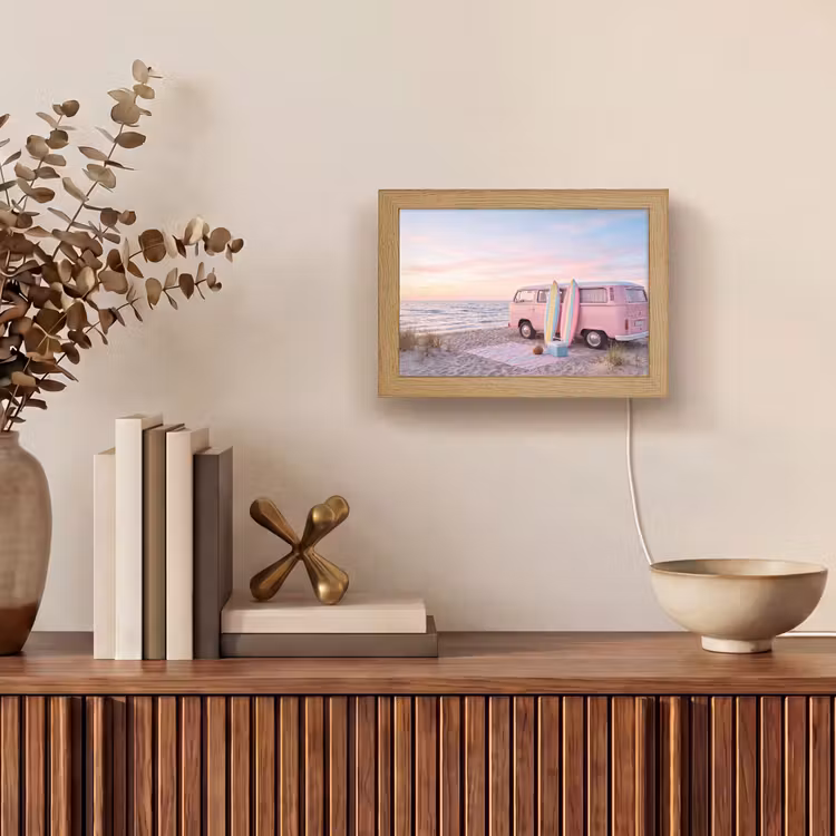 Lightbox - Wandlamp - Busje - Strand - Surfplank - Zomer - Roze — 4