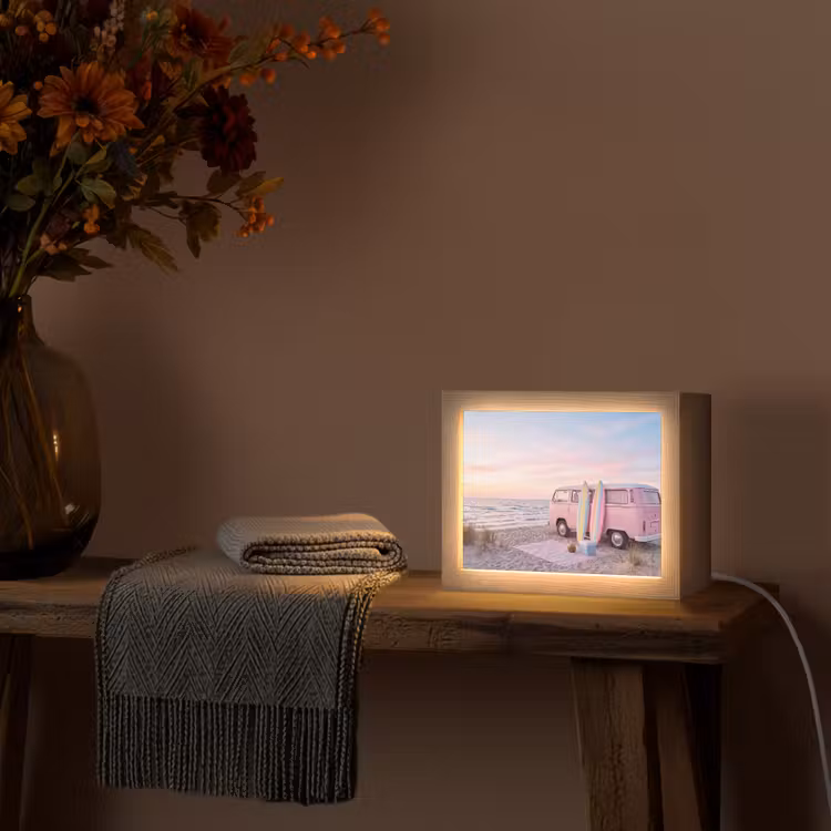 Lightbox - Wandlamp - Busje - Strand - Surfplank - Zomer - Roze — 5