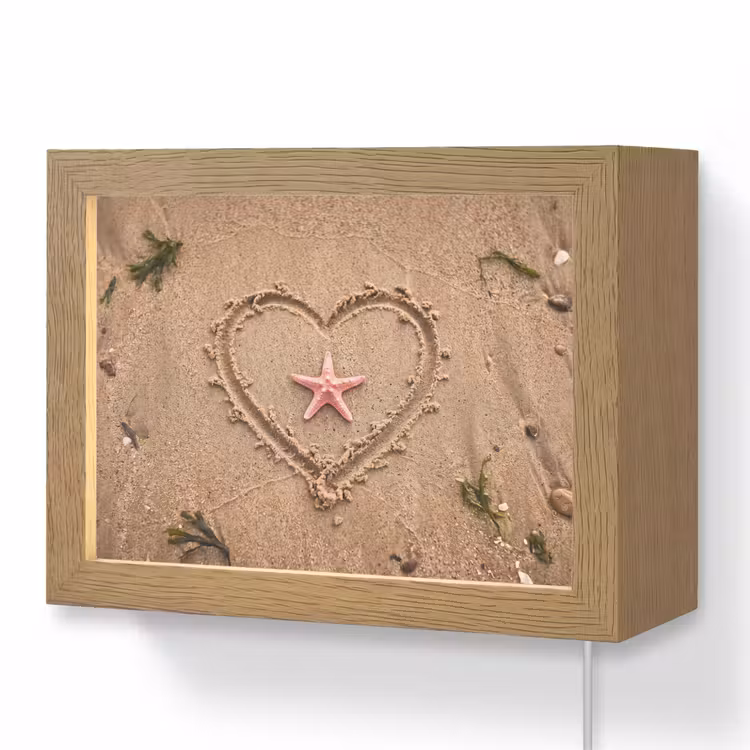 Lightbox - Wandlamp - Dieren - Hart - Strand - Zand - Roze — 1
