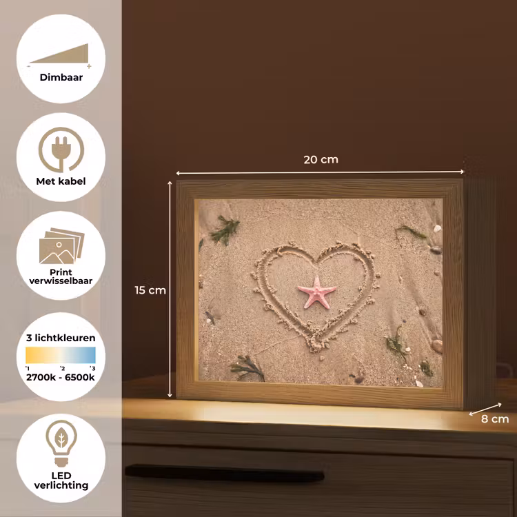 Lightbox - Wandlamp - Dieren - Hart - Strand - Zand - Roze — 9