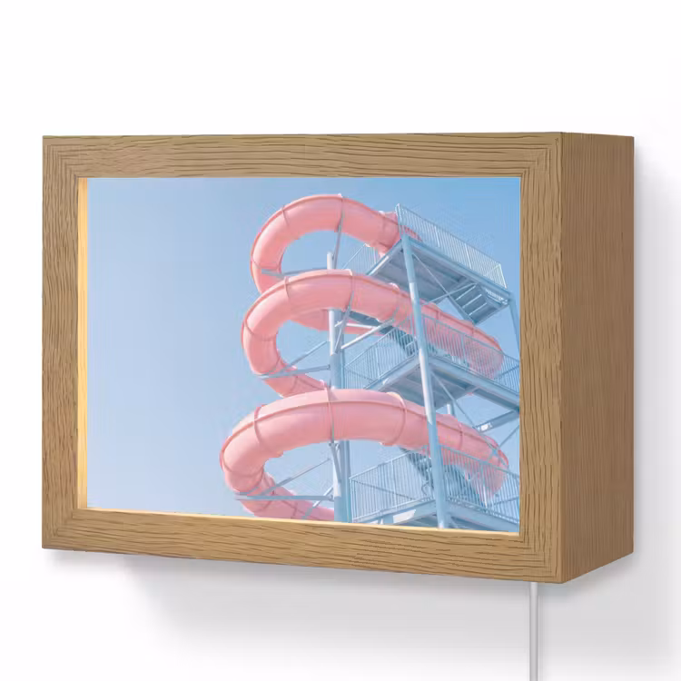 Lightbox - Wandlamp - Glijbaan - Waterpark - Spiraal - Modern - Roze — 1