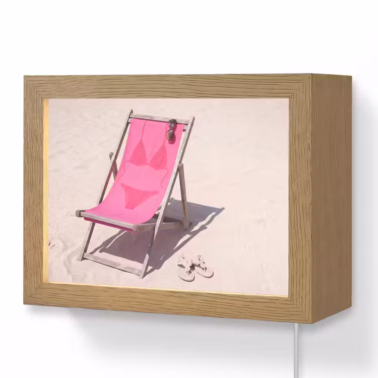 Lightbox - Wandlamp - Strand - Ligstoel - Badkleding - Zomer - Roze — 1