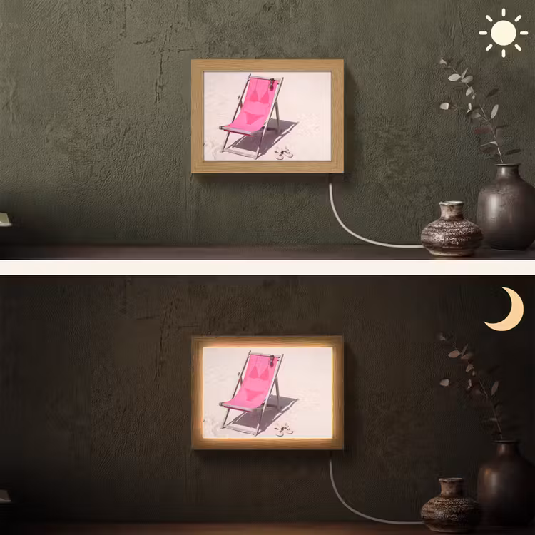 Lightbox - Wandlamp - Strand - Ligstoel - Badkleding - Zomer - Roze — 3