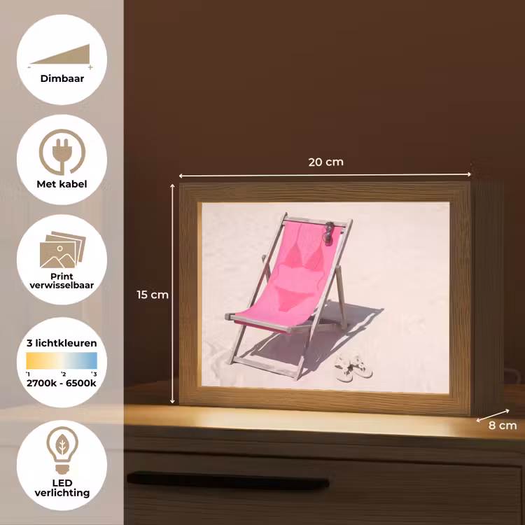 Lightbox - Wandlamp - Strand - Ligstoel - Badkleding - Zomer - Roze — 9