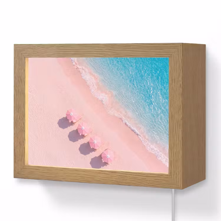 Lightbox - Wandlamp - Strand - Roze zand - Zee - Zomer - Natuur — 1