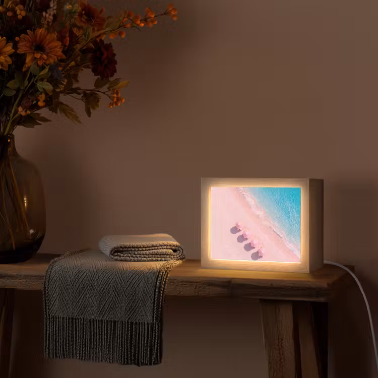 Lightbox - Wandlamp - Strand - Roze zand - Zee - Zomer - Natuur — 5