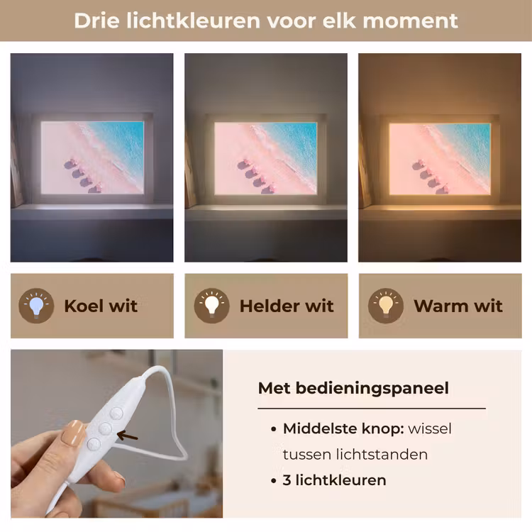 Lightbox - Wandlamp - Strand - Roze zand - Zee - Zomer - Natuur — 7