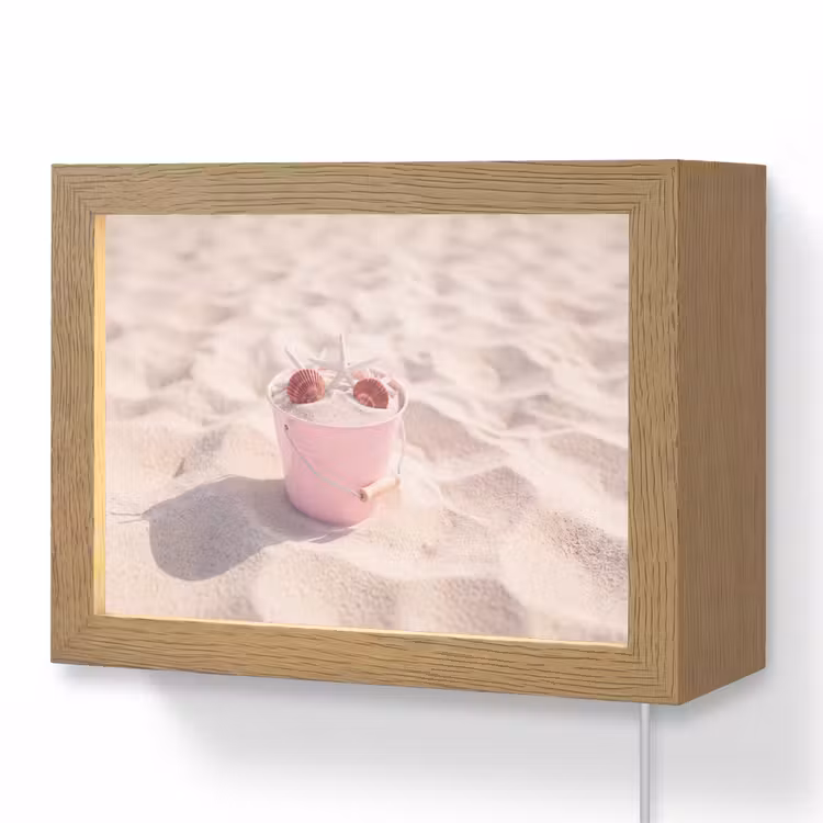 Lightbox - Wandlamp - Strand - Schelpen - Zomer - Roze - Decoratie — 1