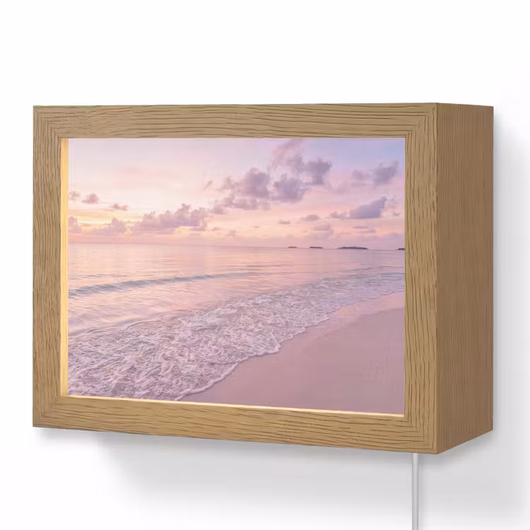 Lightbox - Wandlamp - Strand - Zonsondergang - Natuur - Minimalistisch - Roze — 1