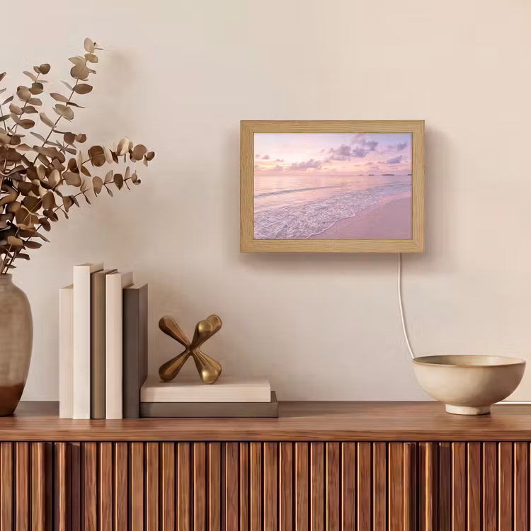 Lightbox - Wandlamp - Strand - Zonsondergang - Natuur - Minimalistisch - Roze — 4