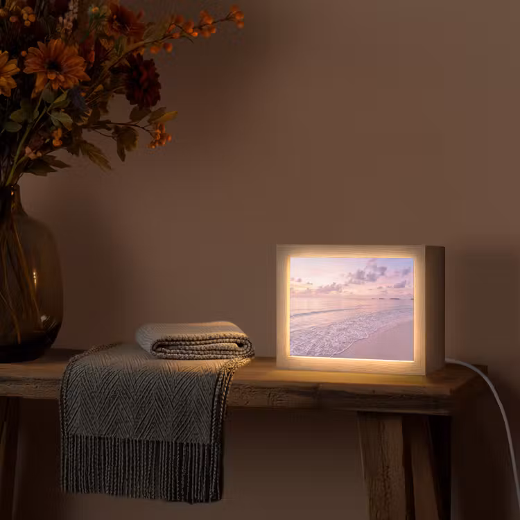 Lightbox - Wandlamp - Strand - Zonsondergang - Natuur - Minimalistisch - Roze — 5