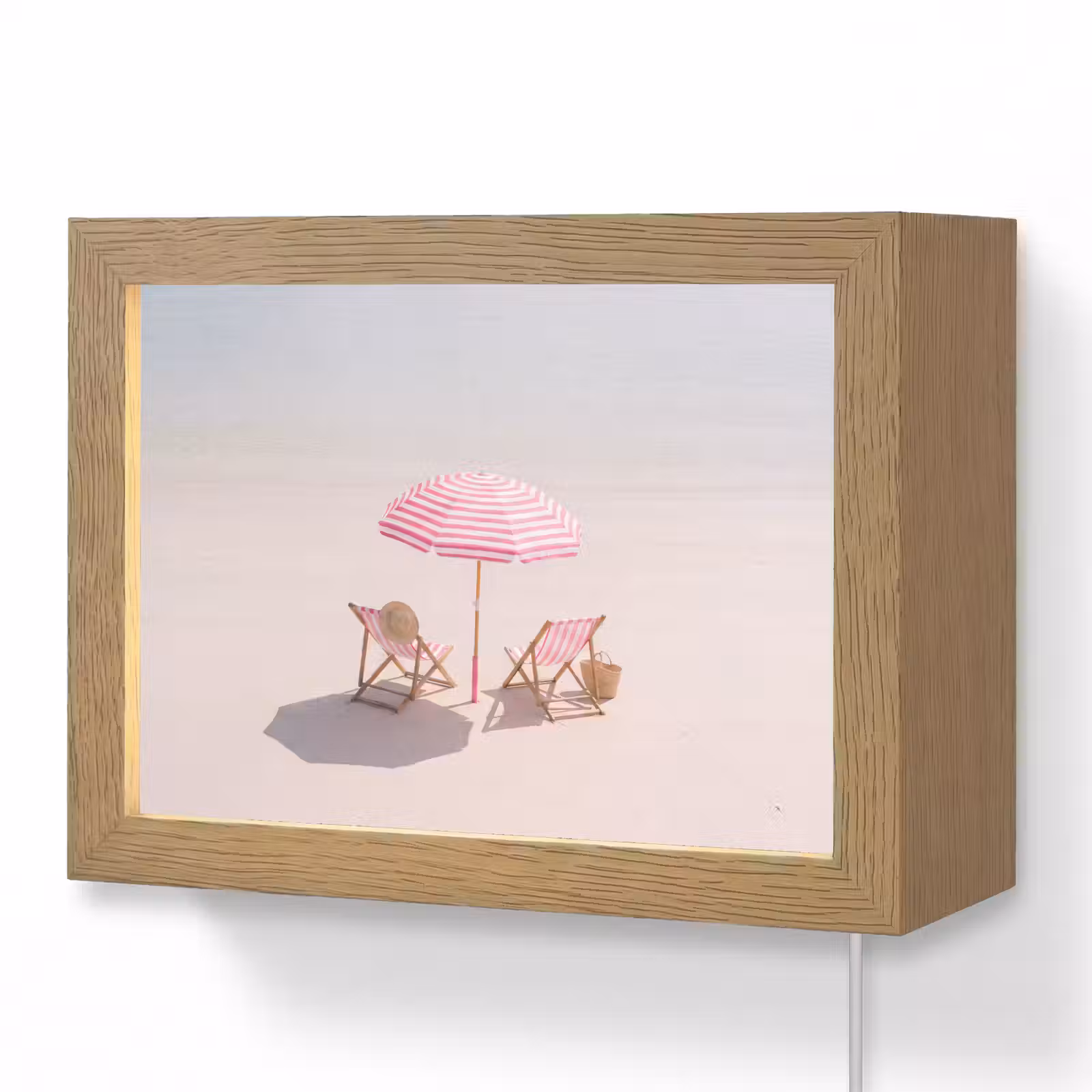 Lightbox - Wandlamp - Strand - Parasol - Ligstoel - Zomer - Roze — 1