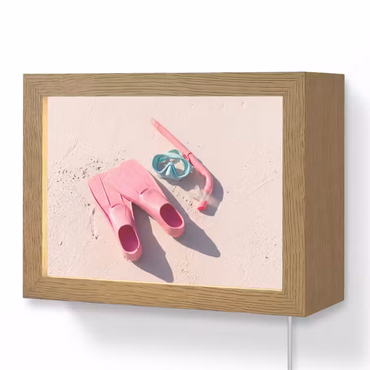 Lightbox - Wandlamp - Snorkelset - Strand - Zomer - Roze — 1