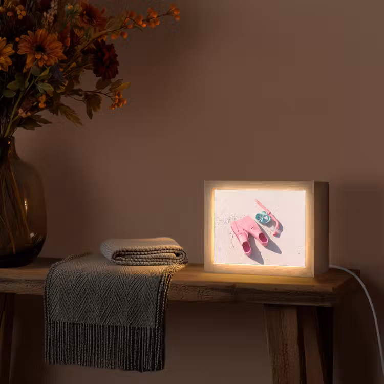 Lightbox - Wandlamp - Snorkelset - Strand - Zomer - Roze — 5