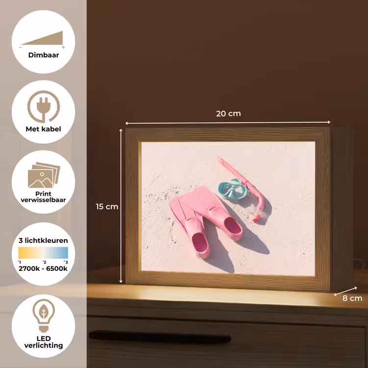 Lightbox - Wandlamp - Snorkelset - Strand - Zomer - Roze — 9