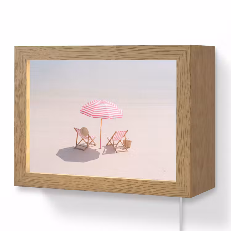 Lightbox - Wandlamp - Strand - Parasol - Ligstoel - Zomer - Roze — 1