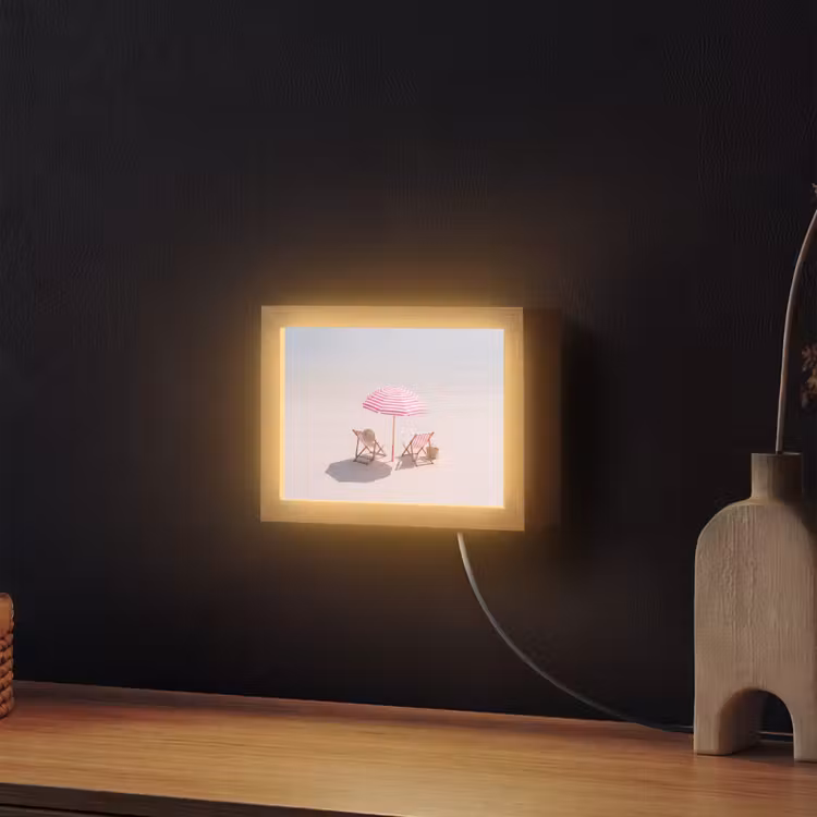 Lightbox - Wandlamp - Strand - Parasol - Ligstoel - Zomer - Roze — 2