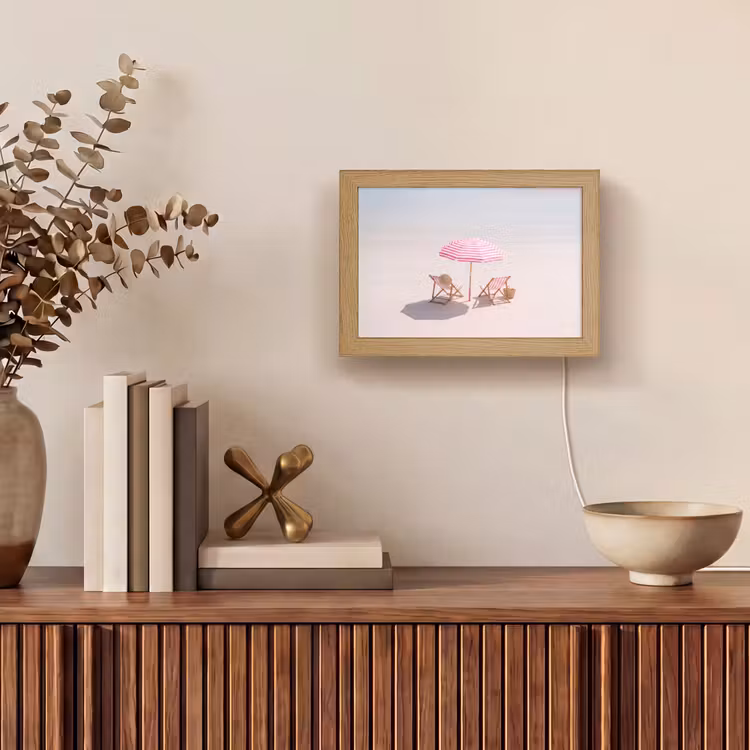 Lightbox - Wandlamp - Strand - Parasol - Ligstoel - Zomer - Roze — 4