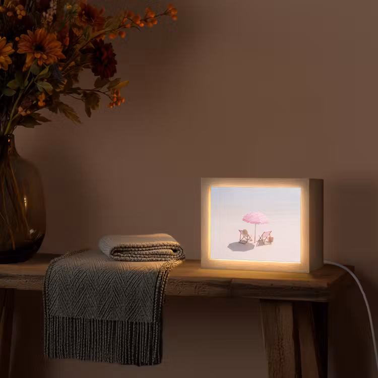 Lightbox - Wandlamp - Strand - Parasol - Ligstoel - Zomer - Roze — 5