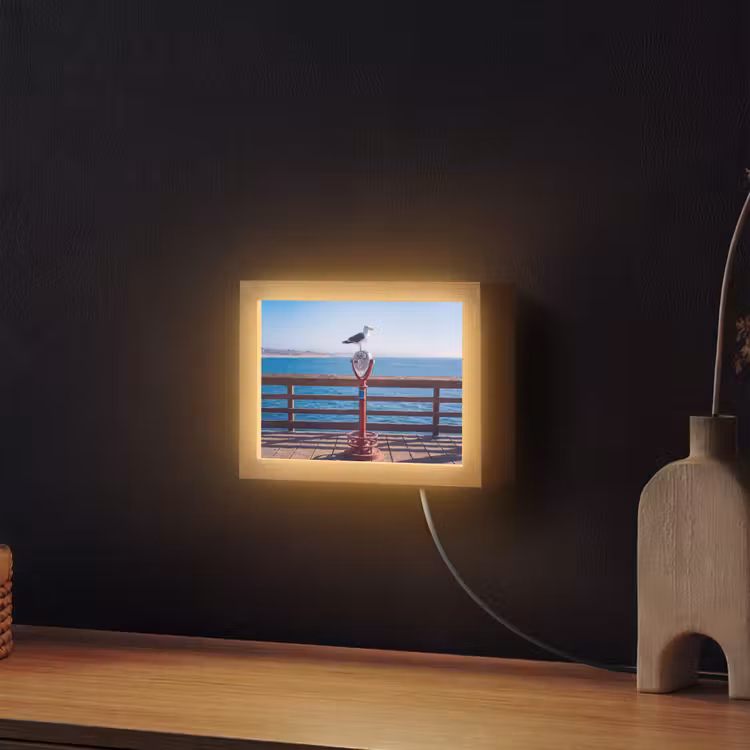 Lightbox - Wandlamp - Vogel - Verrekijker - Kust - Zee - Blauw — 2
