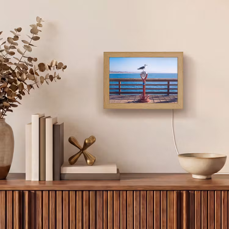Lightbox - Wandlamp - Vogel - Verrekijker - Kust - Zee - Blauw — 4