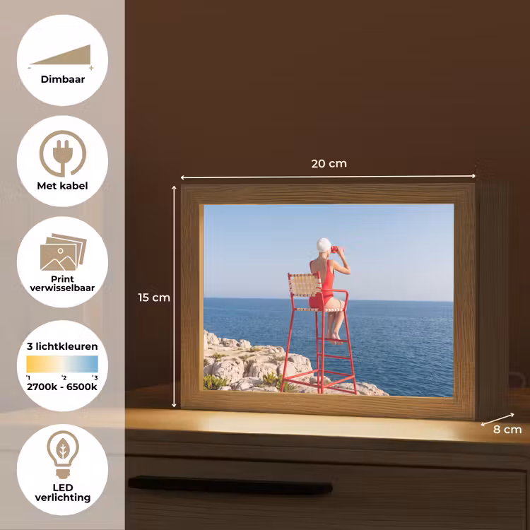 Lightbox - Wandlamp - Vrouw - Zee - Kust - Verrekijker - Rood — 9