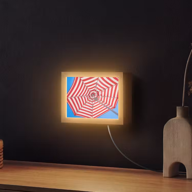 Lightbox - Wandlamp - Parasol - Strepen - Zomer - Rood - Blauw — 2