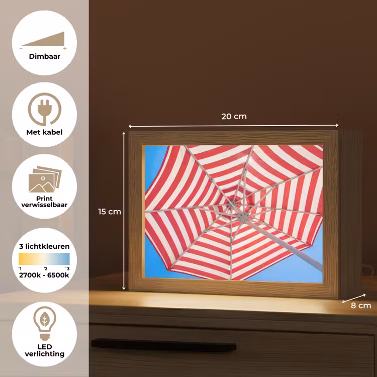 Lightbox - Wandlamp - Parasol - Strepen - Zomer - Rood - Blauw — 9