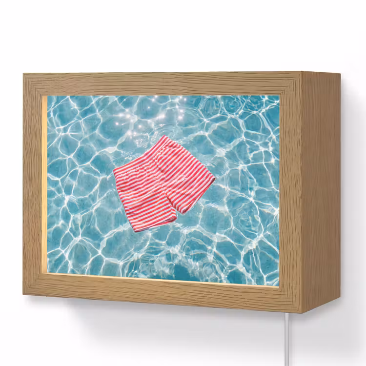 Lightbox - Wandlamp - Zwemkleding - Gestreept - Water - Zomer - Rood-wit — 1