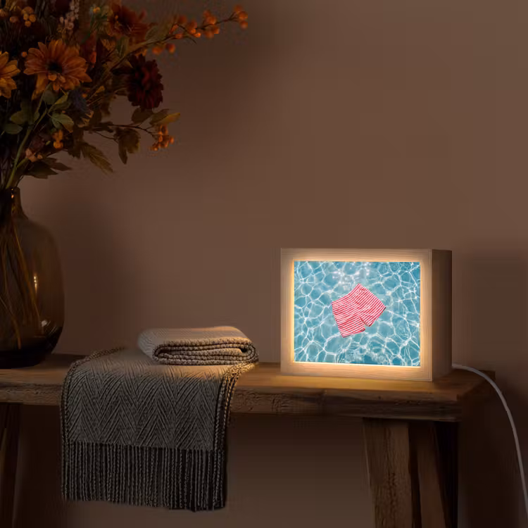 Lightbox - Wandlamp - Zwemkleding - Gestreept - Water - Zomer - Rood-wit — 5