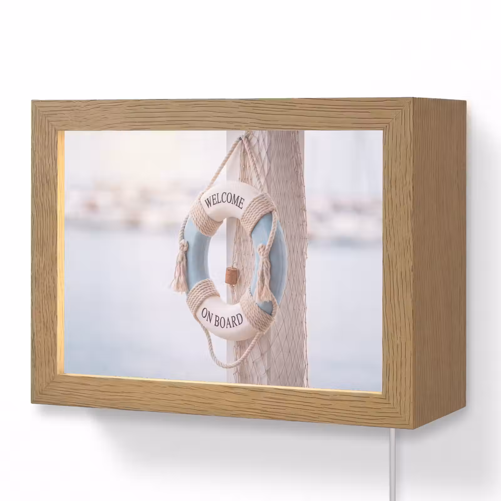 Lightbox - Wandlamp - Reddingsboei - Maritiem - Welkom - Blauw - Wit — 1