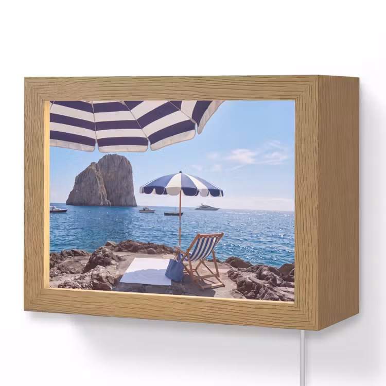 Lightbox - Wandlamp - Strand - Ligstoel - Parasol - Zomer - Blauw — 1