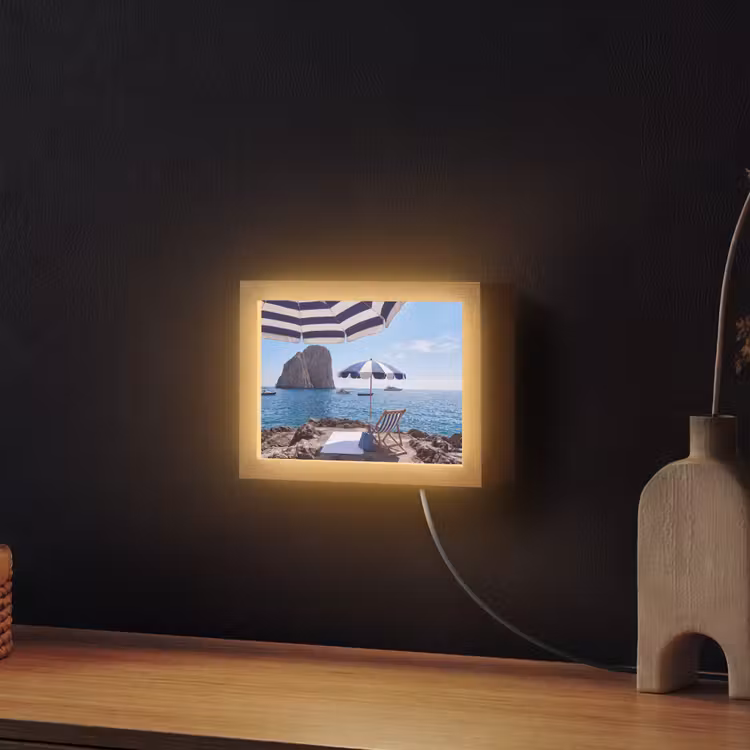 Lightbox - Wandlamp - Strand - Ligstoel - Parasol - Zomer - Blauw — 2