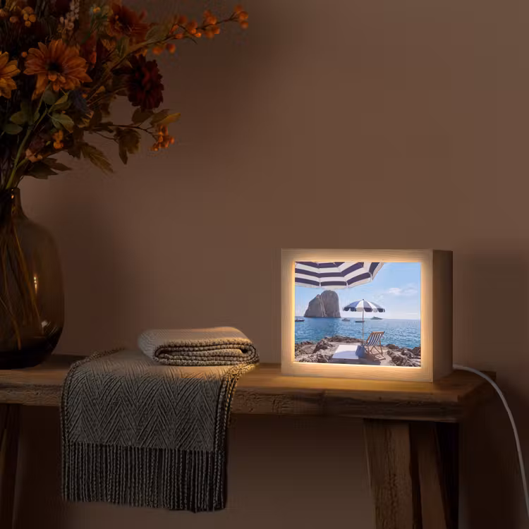 Lightbox - Wandlamp - Strand - Ligstoel - Parasol - Zomer - Blauw — 5