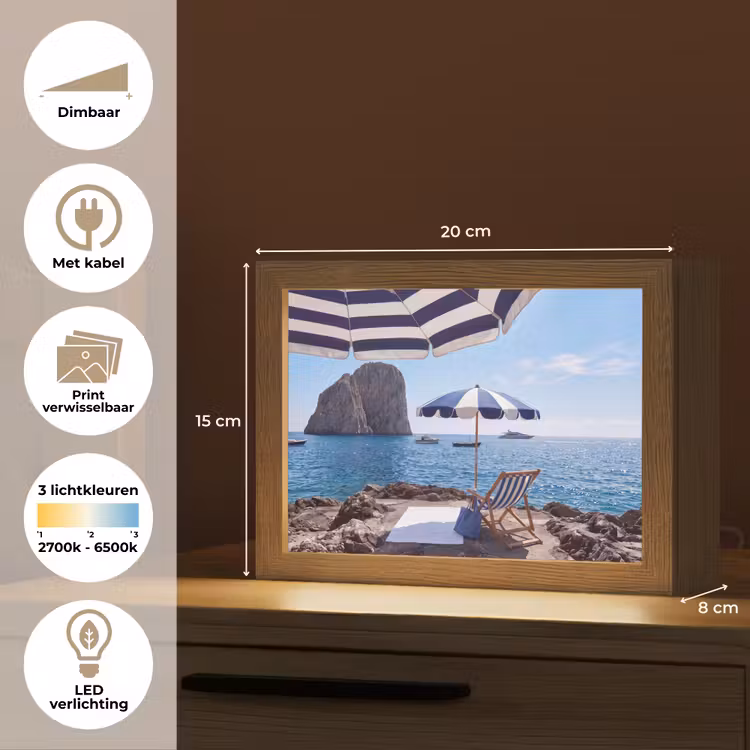Lightbox - Wandlamp - Strand - Ligstoel - Parasol - Zomer - Blauw — 9