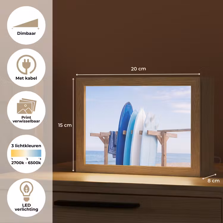 Lightbox - Wandlamp - Surfplank - Strand - Zomer - Blauw - Water — 9