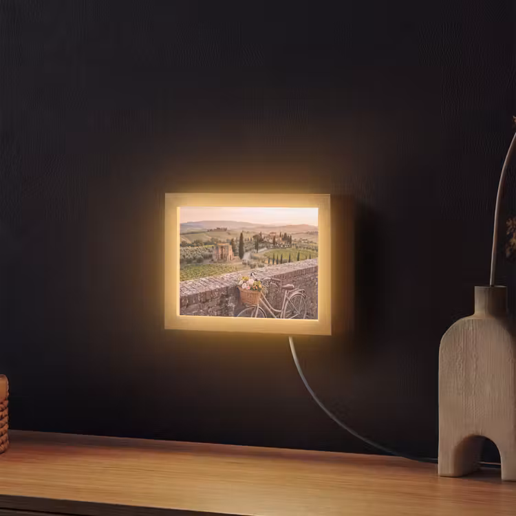 Lightbox - Wandlamp - Fiets - Bloemen - Toscane - Landschap - Roze — 2