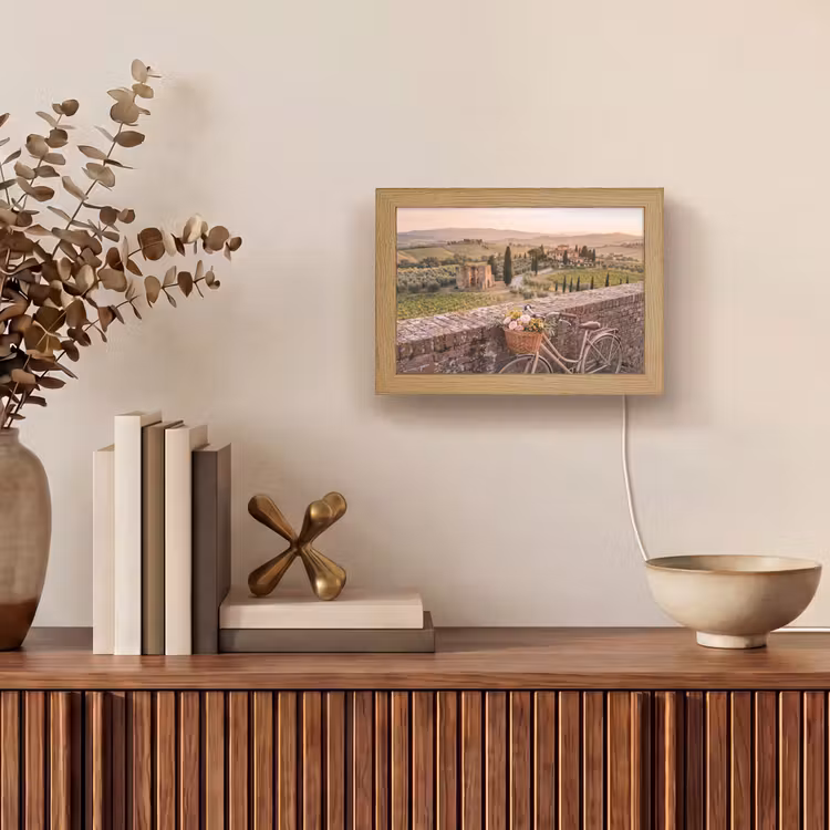 Lightbox - Wandlamp - Fiets - Bloemen - Toscane - Landschap - Roze — 4