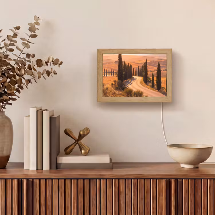 Lightbox - Wandlamp - Landschap - Weg - Bomen - Natuur - Goud — 4