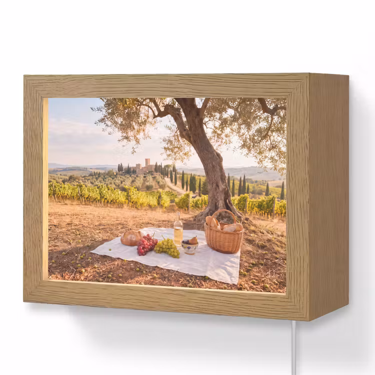 Lightbox - Wandlamp - Picknick - Wijngaard - Landschap - Zomer - Eten — 1